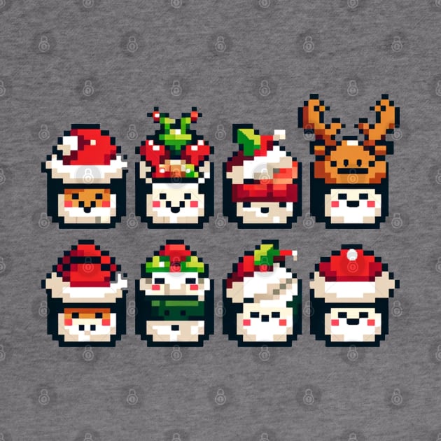 Festive 8-Bit Christmas Sushi Rolls by Pixel Punkster